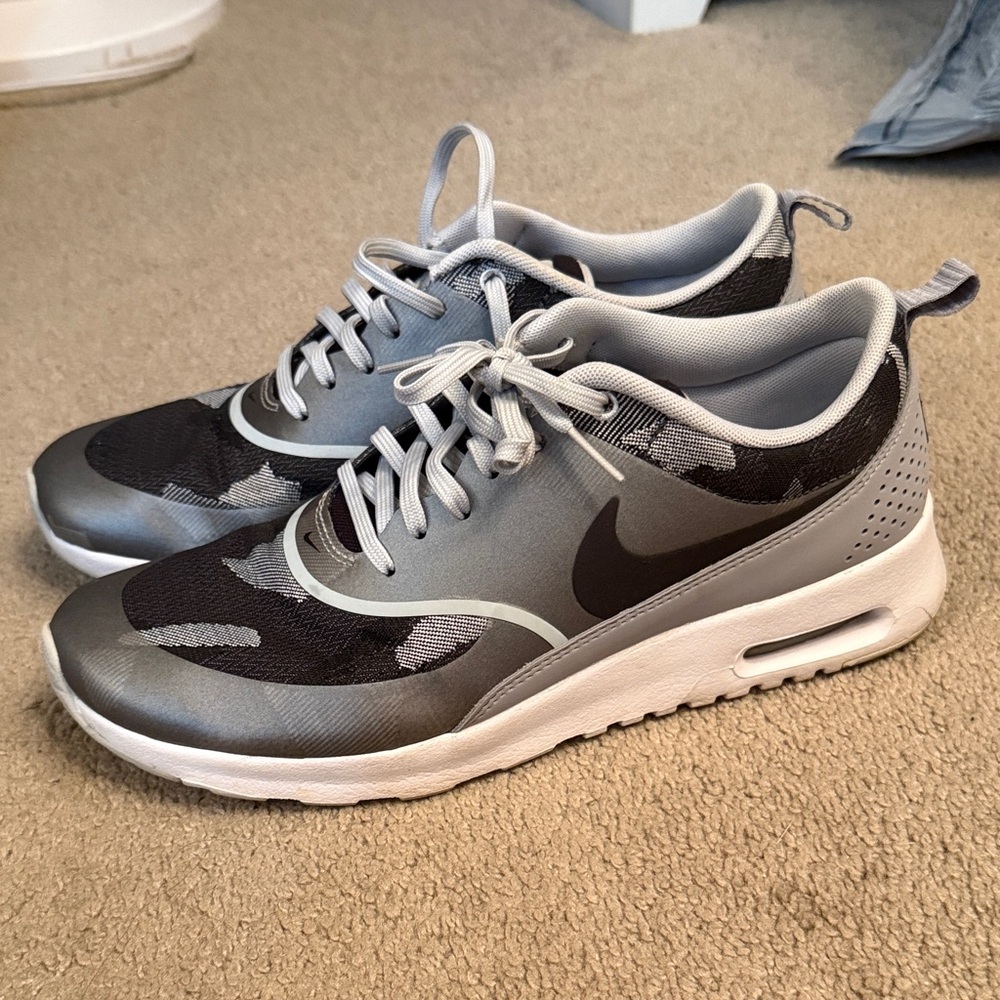 Nike Black and Gray Camouflage Sneakers